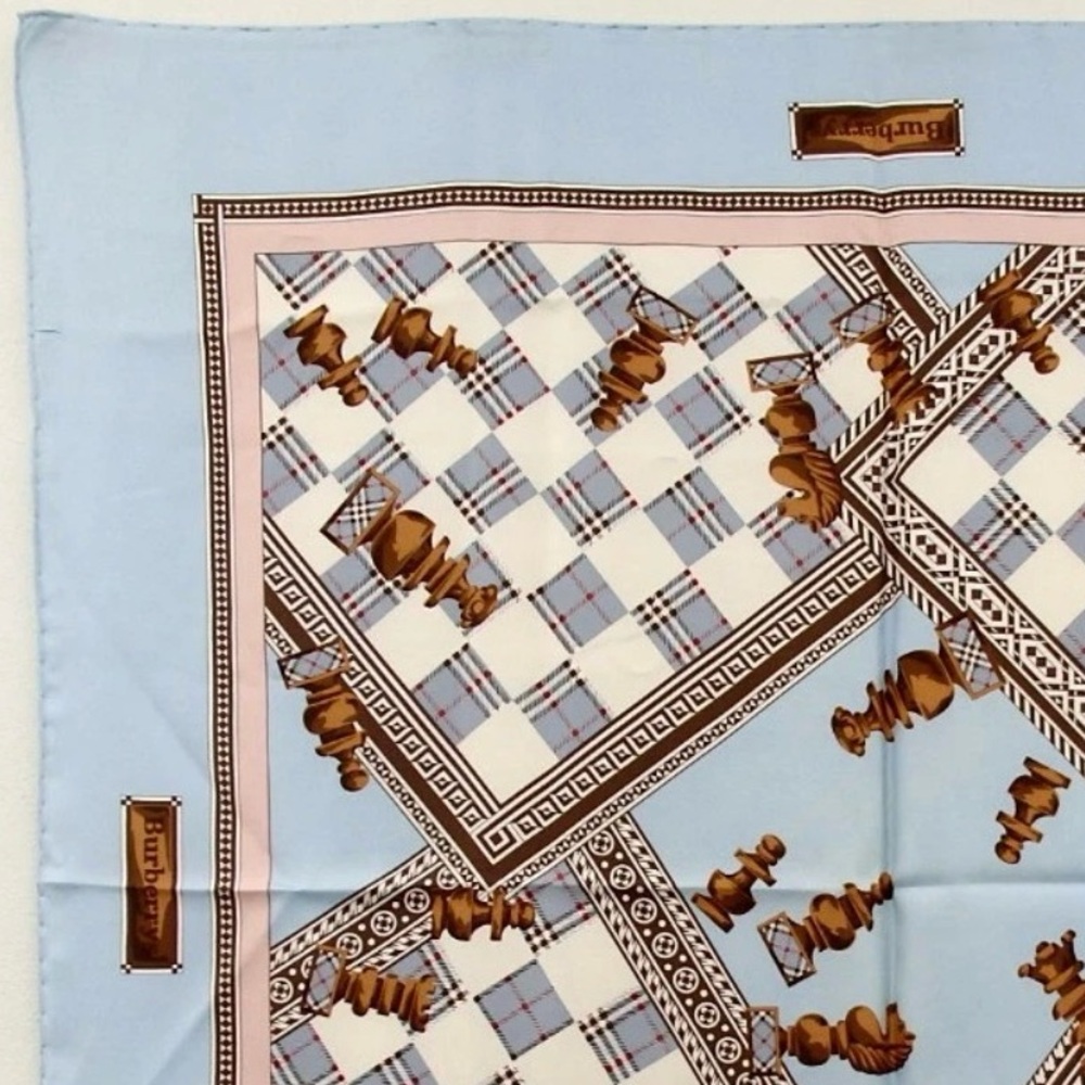 BURBERRYS Chess Motif Pattern Silk Scarf ♟️😍🔥 - Picture 11 of 16
